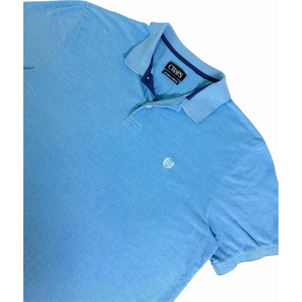 Chaps Pique Polo Shirt‎ Mens XL Blue Short Sleeve Classic Casual Cotton